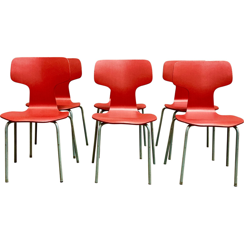 Set of 6 vintage children's chairs by Arne Jacobsen, 1960