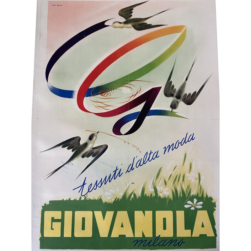 Cartaz publicitário Vintage de Giovanola, Itália Anos 60