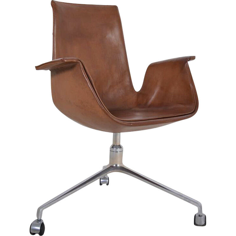 Fk 6725 silla de oficina vintage con ruedas de Preben Fabricius y Jørgen Kastholm, Alemania 1960