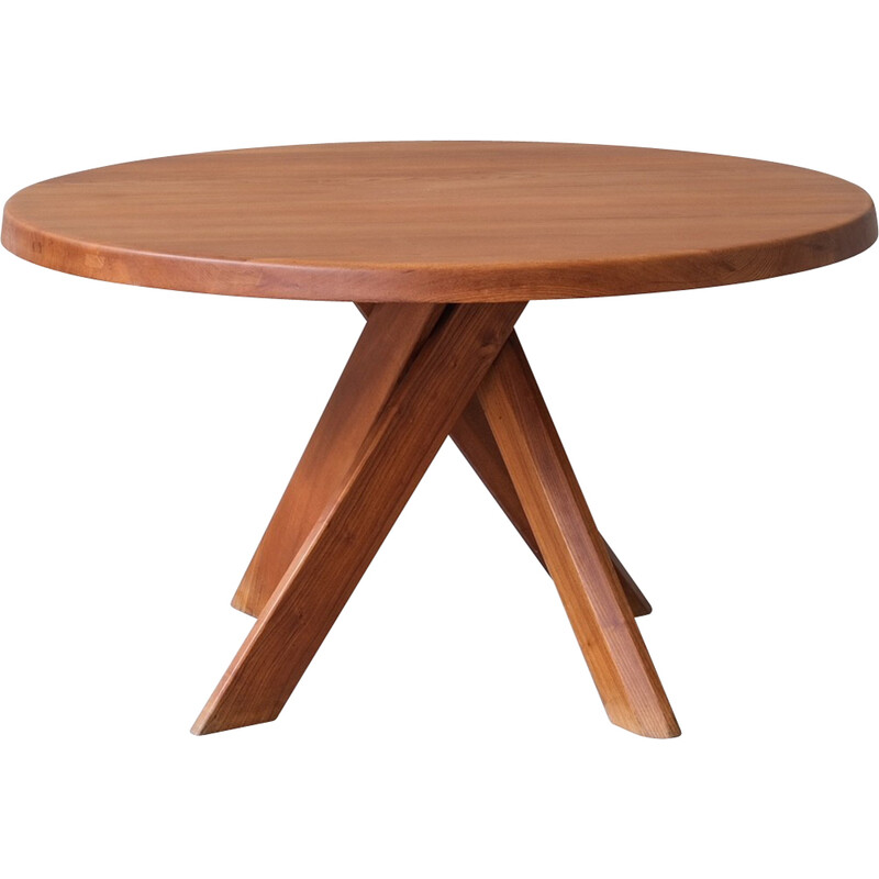 Table T21B vintage en bois d'orme par Pierre Chapo, France 1980