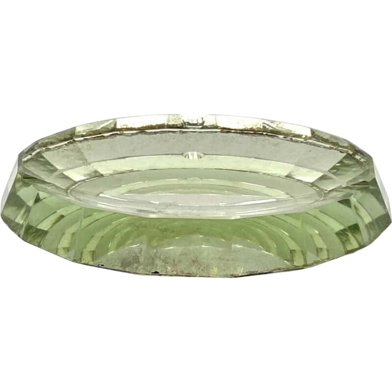 Vintage mirrored crystal beveled ashtray, Italy 1940s