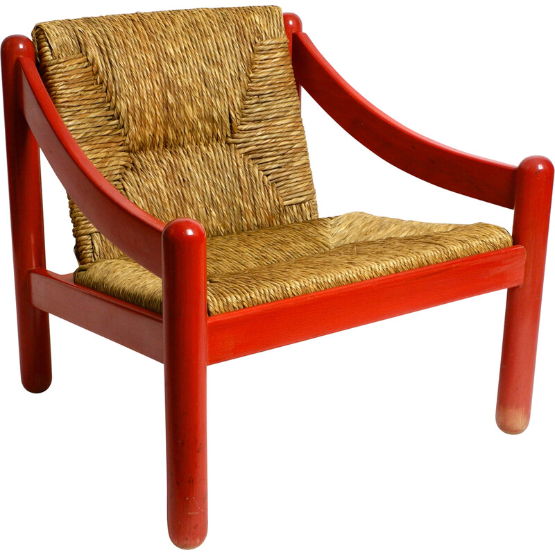 Vintage 930 Carimate red armchair by Vico Magistretti for Cassina, Italy 1963