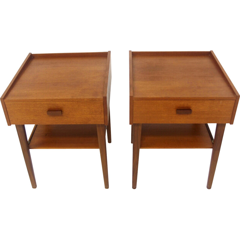 Coppia di comodini vintage in teak, Svezia 1960