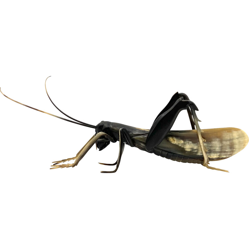 Mid-century hand-crafted horn Grasshopper, France 1960s