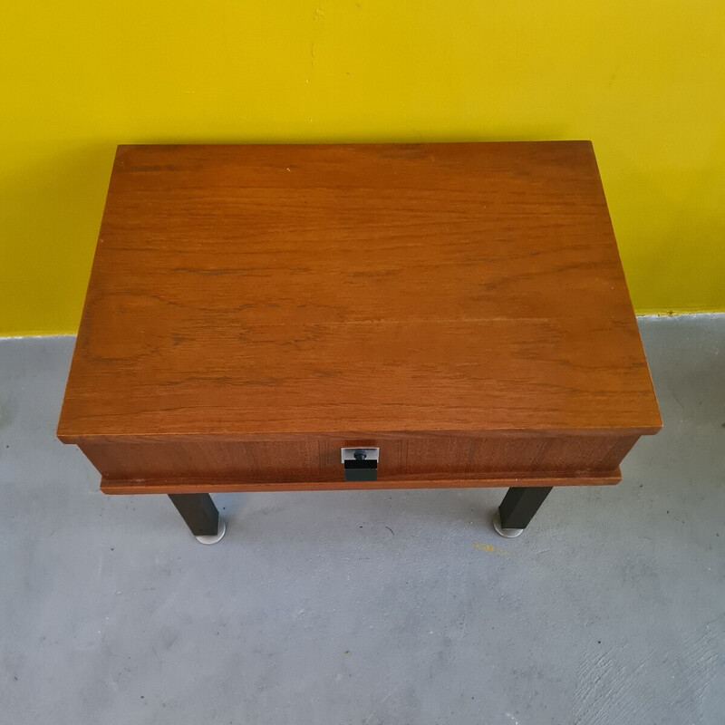 Mesa auxiliar vintage de teca y wengé, años 60