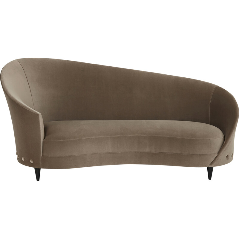 Canapé méridienne vintage en velours taupe par Federico Munari, 1960