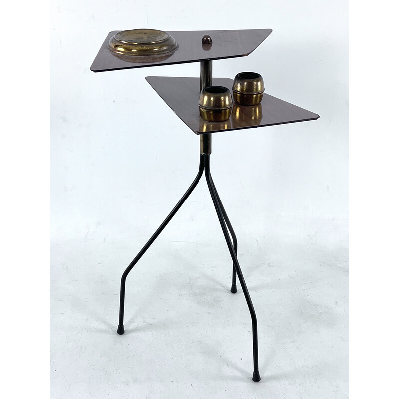 Mid-century ashtray tripod in brass and formica, Italy 1950s
