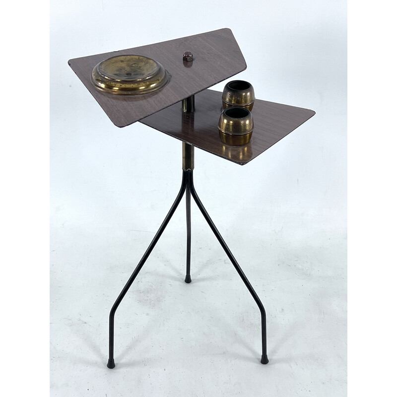 Mid-century ashtray tripod in brass and formica, Italy 1950s