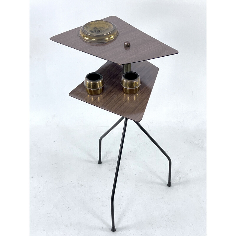 Mid-century ashtray tripod in brass and formica, Italy 1950s