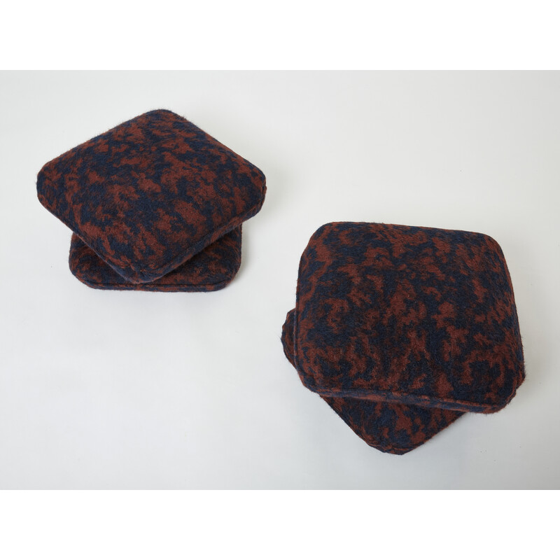 Pair of vintage alpaca bouclé poufs by Jacques Charpentier for Maison Jansen, 1970