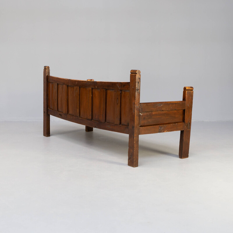 Mid century rustic oak wooden bench
