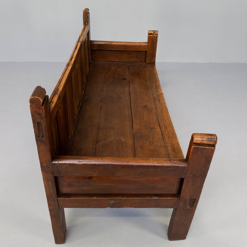 banco madera rústico en roble macizo de tres asientos