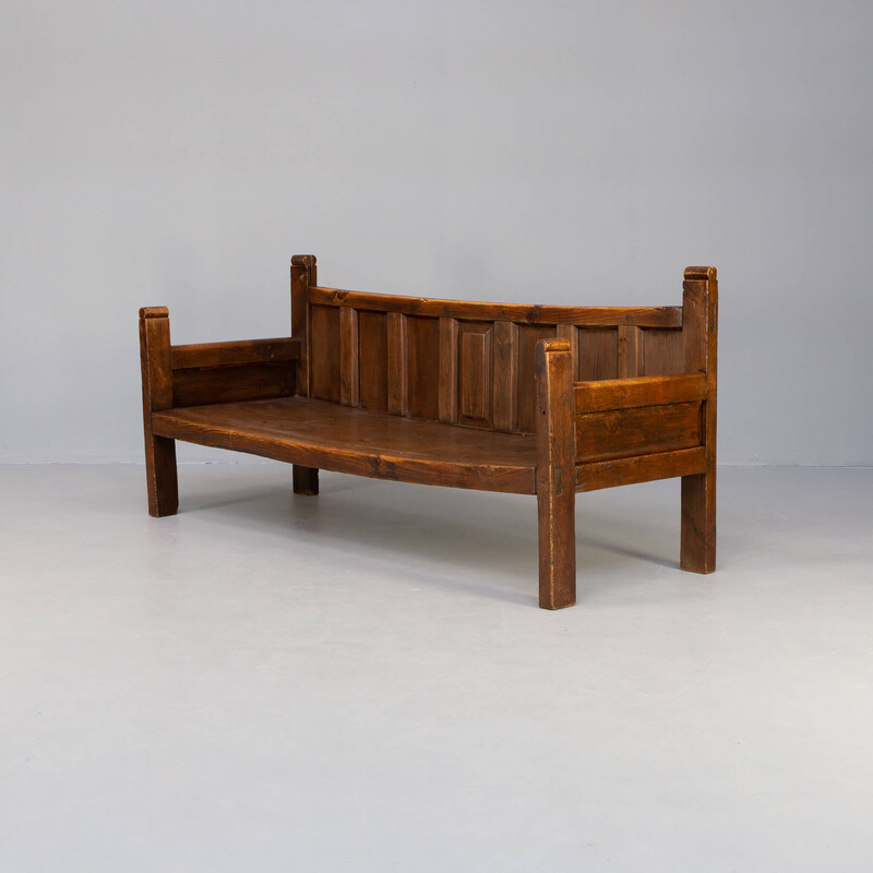 Mid century rustic oak wooden bench