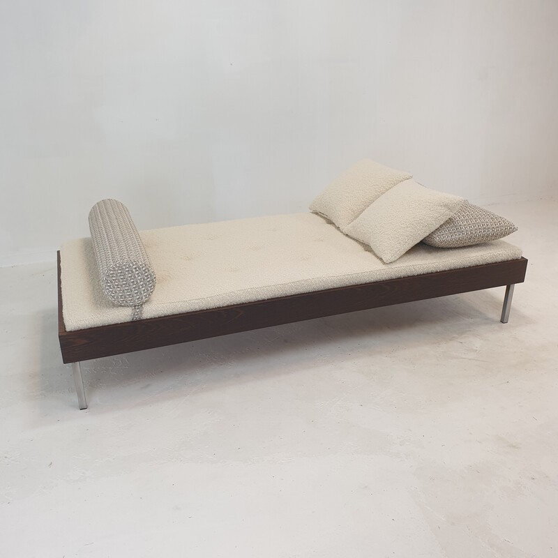 Vintage wengé Daybed con cojines dedar y bolster, Países Bajos Años 70