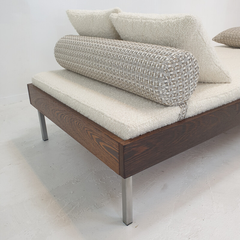 Vintage wengé Daybed met dedar kussens en bolster, Nederland 1970