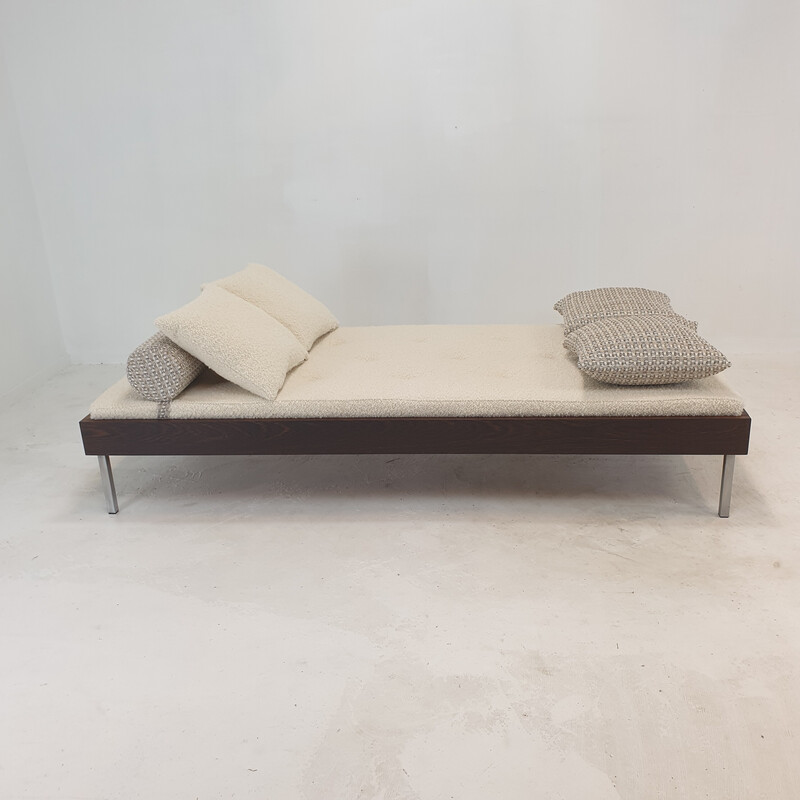 Vintage wengé daybed with dedar cushions and bolster, Netherlands 1970s