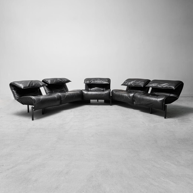 Veranda 5-seater vintage sofa by Vico Magistretti for Cassina, 1980