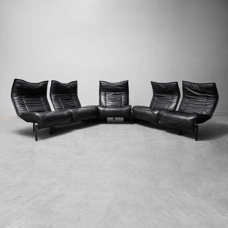 Veranda 5-seater vintage sofa by Vico Magistretti for Cassina, 1980