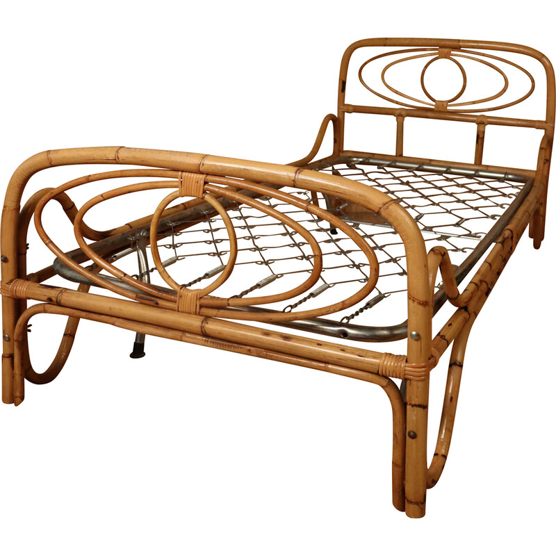 Vintage rattan bed, Italy 1960-1970