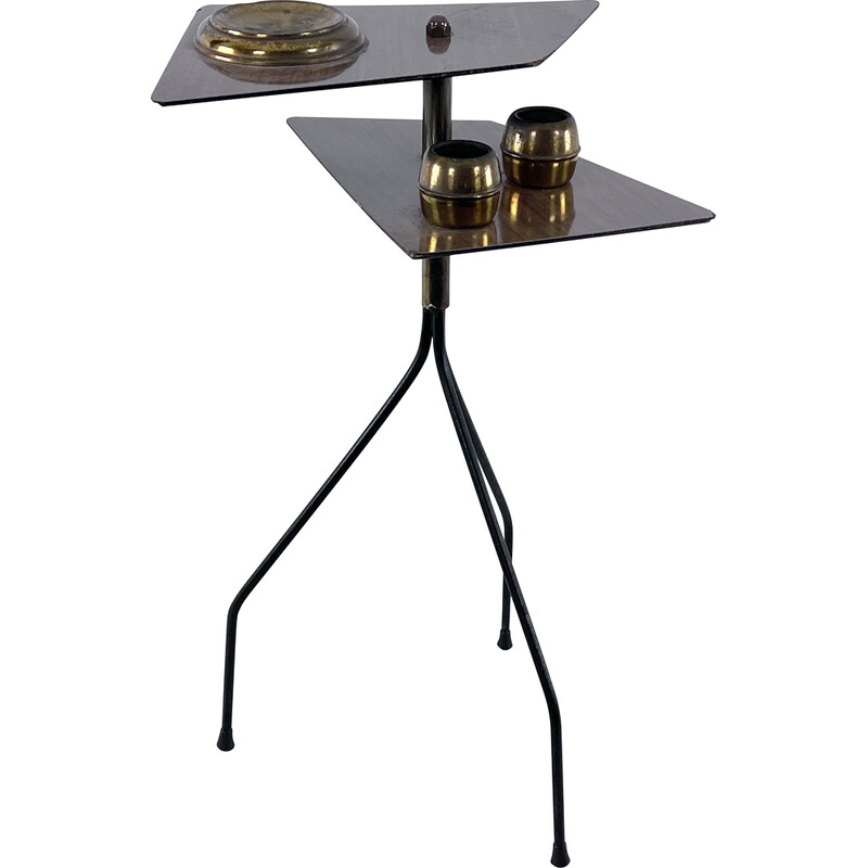 Mid-century ashtray tripod in brass and formica, Italy 1950s