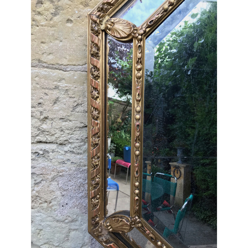 Specchio ottagonale vintage con lunette dorate