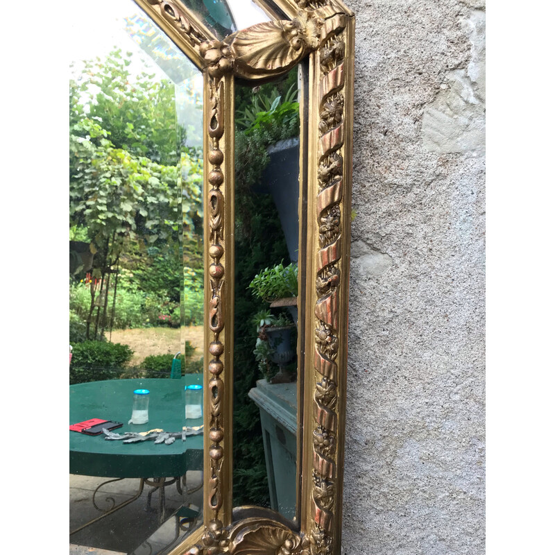 Specchio ottagonale vintage con lunette dorate