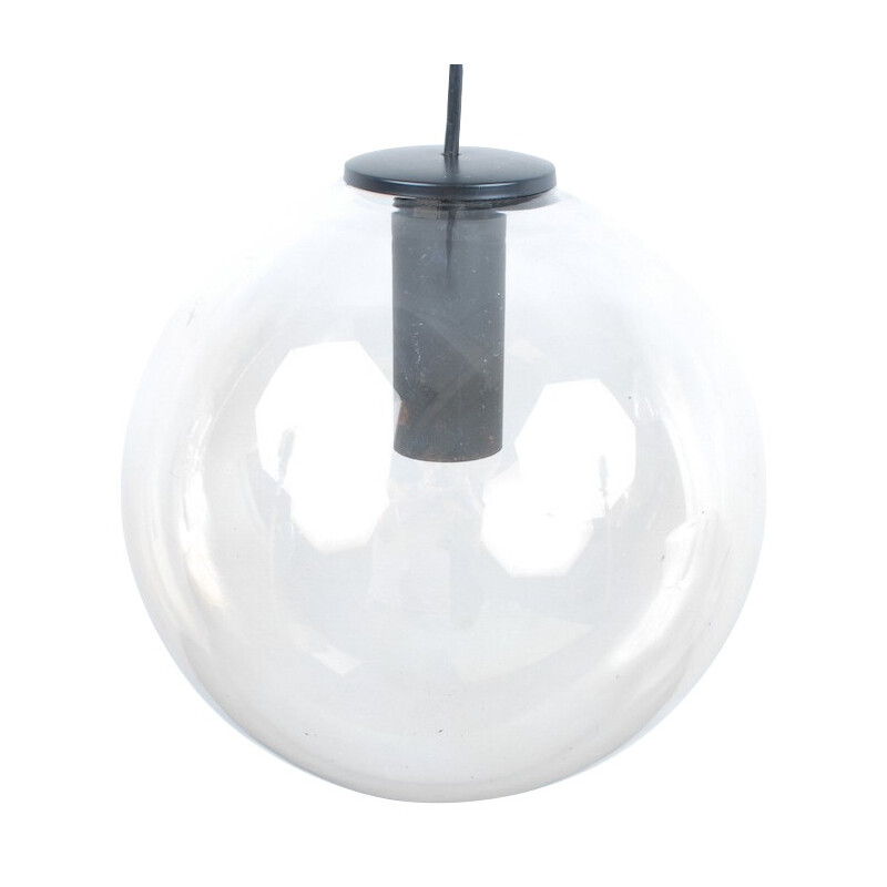 Vintage glass globe pendant lamp, 1970