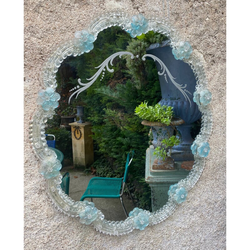 Vintage Venetian mirror in Murano glass, 1950-1960