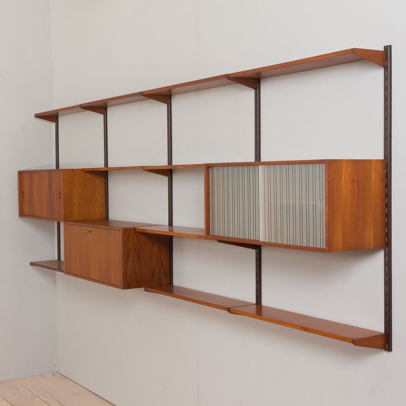 Vintage Danish modular teak bookcase by Kai Kristiansen for Fm Møbler, 1960s