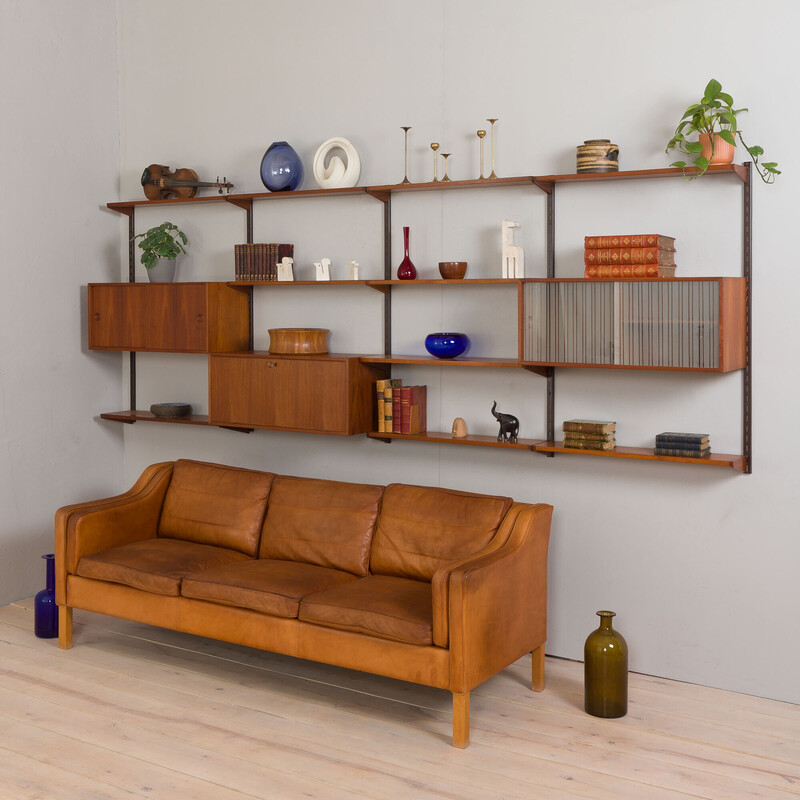 Vintage Danish modular teak bookcase by Kai Kristiansen for Fm Møbler, 1960s