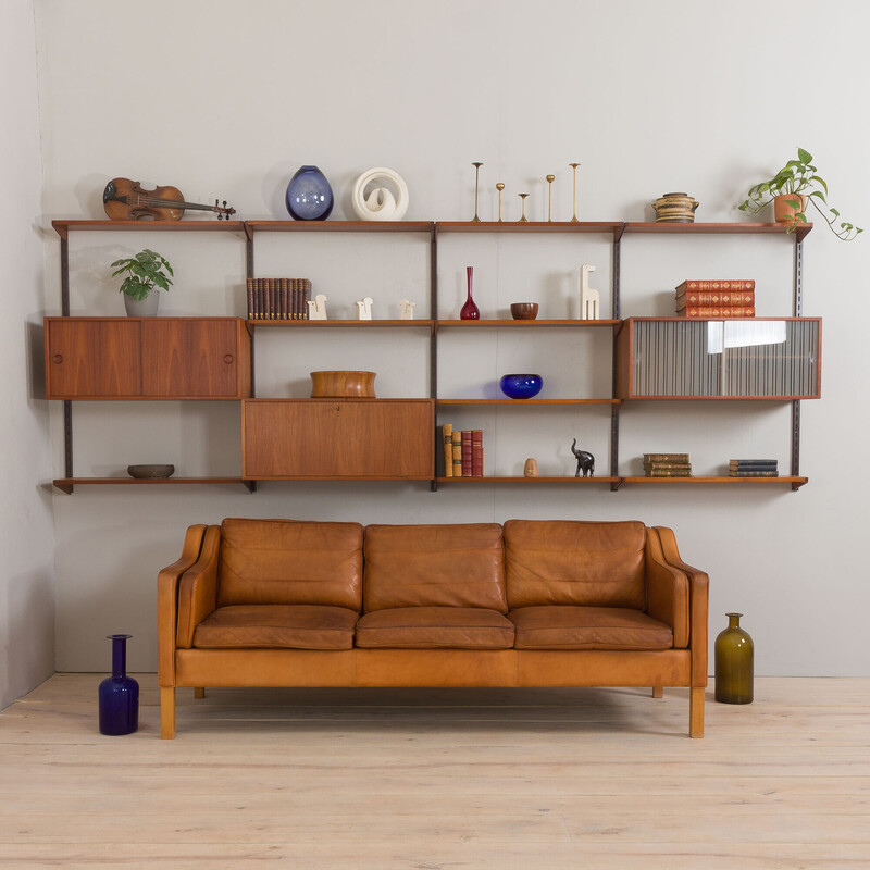 Vintage Danish modular teak bookcase by Kai Kristiansen for Fm Møbler, 1960s