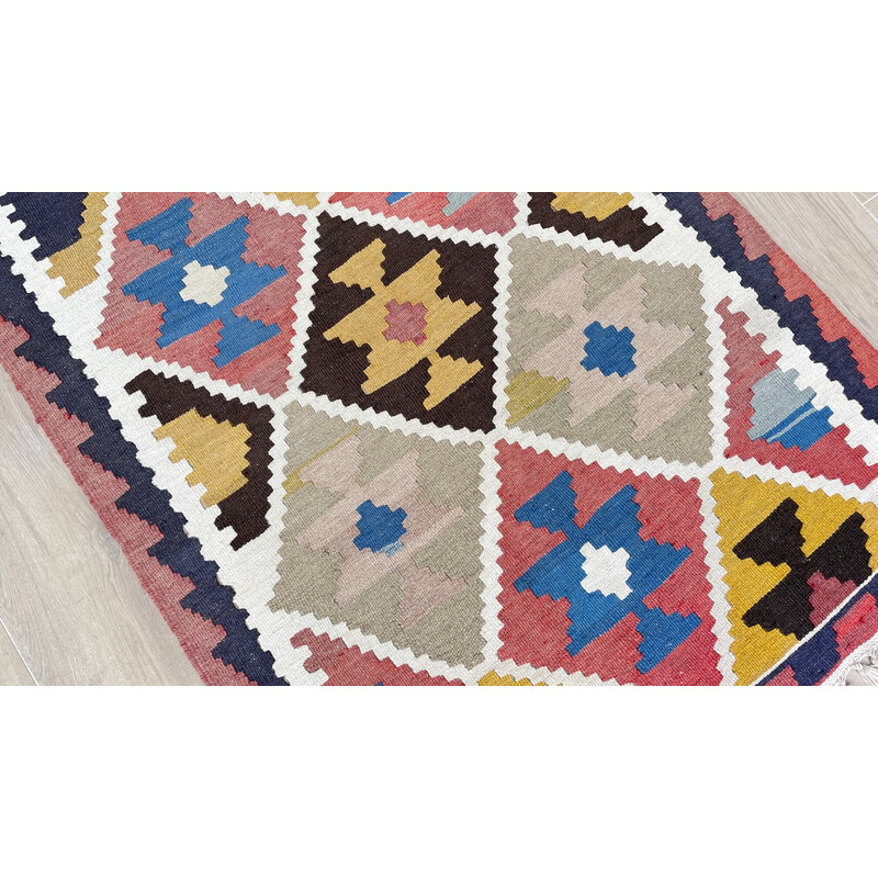 Vintage kilim tapijt van zuivere wol