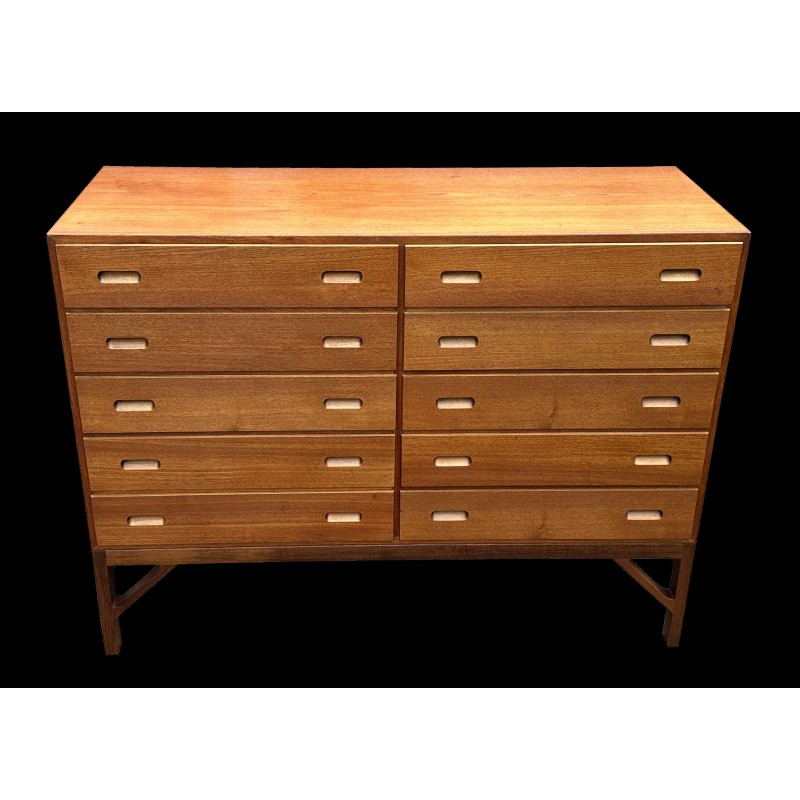 Vintage teak chest of 10 drawers by Borge Mogensen for Fdb Mobler