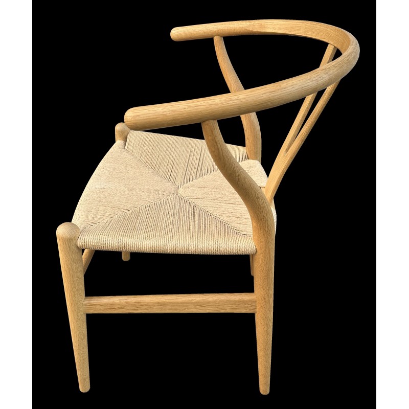 Set van 6 vintage eikenhouten Wishbone stoelen van Hans Wegner voor Carl Hansen and Son.