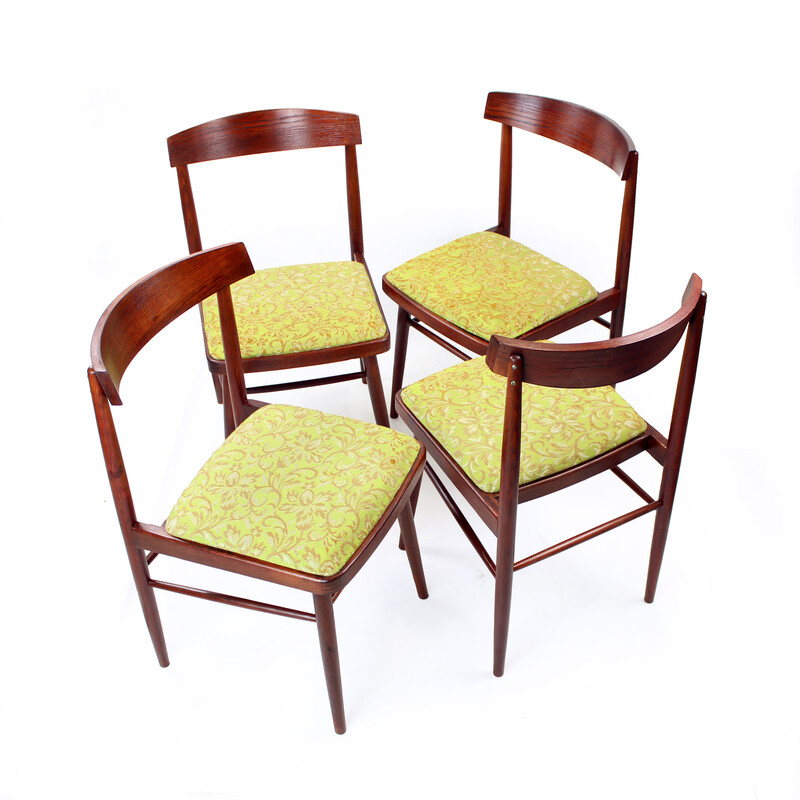 Set of 4 vintage dining chairs in oakwood by Ton, Czechoslovakia 1960s