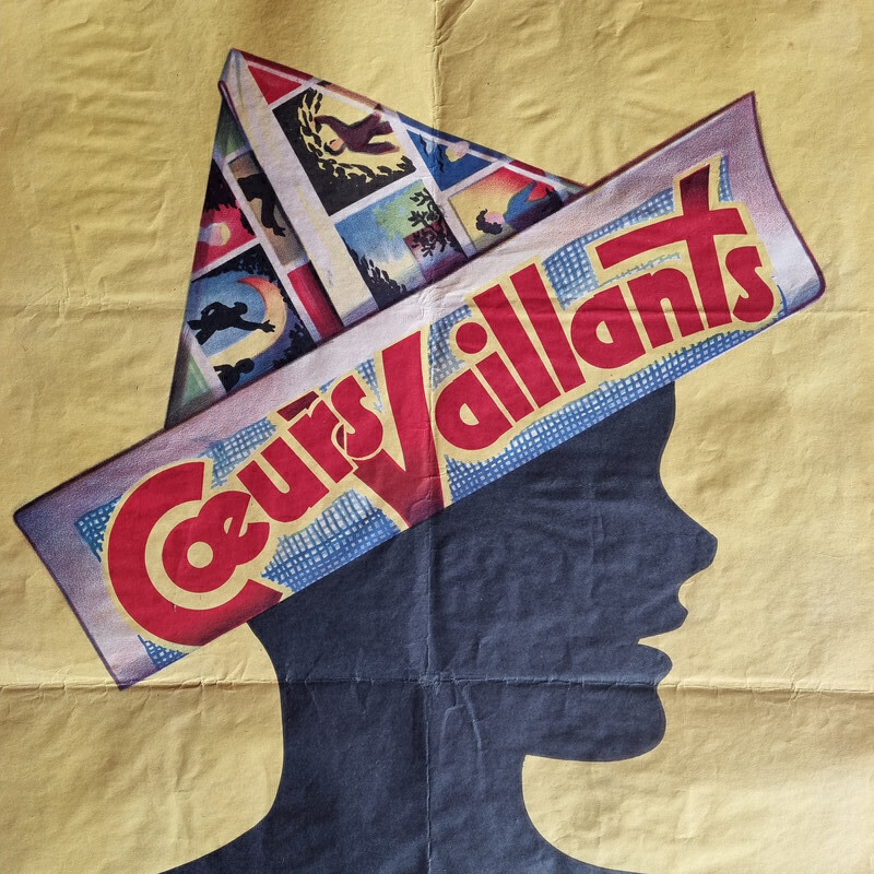 Affiche publicitaire vintage Coeurs Vaillants, 1950