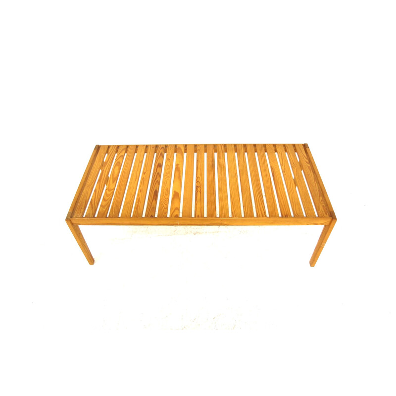 Minimalist vintage pine bench, Sweden 1970