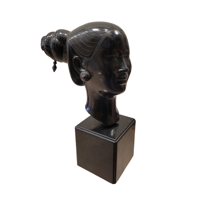 Busto vintage de bronce de Nguyen Thanh Le, Vietnam 1950