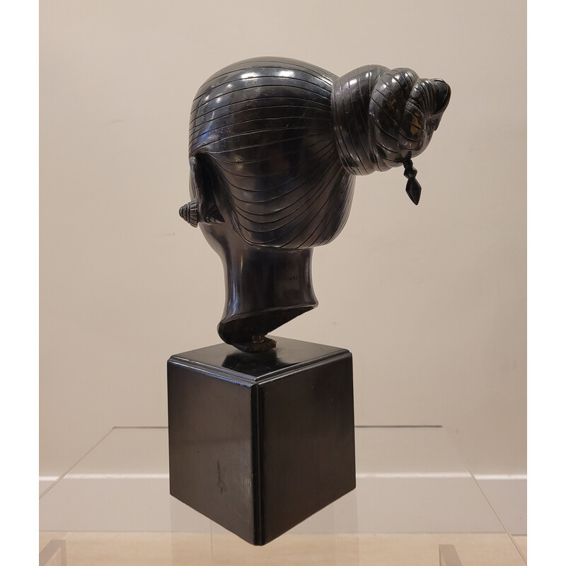 Busto de bronze vintage por Nguyen Thanh Le, Vietname 1950