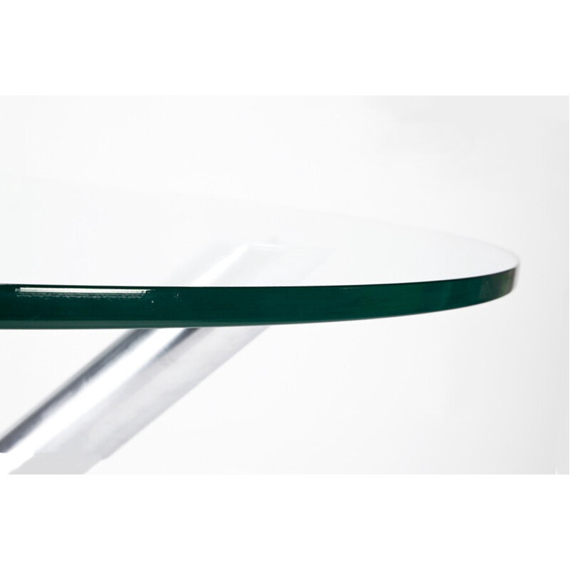 Table vintage en verre et chrome par Renato Zevi pour Roche Bobois, France 1970