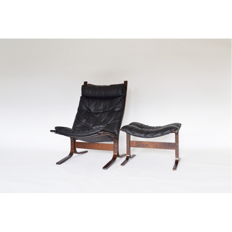 Chaise vintage Siesta vintage avec ottoman par Ingmar Relling pour Westnofa, Norvège 1960