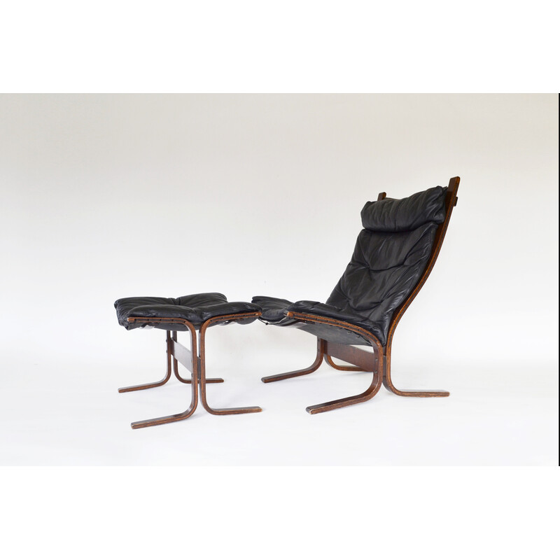 Vintage Siesta stoel met voetenbankje van Ingmar Relling voor Westnofa, Noorwegen 1960