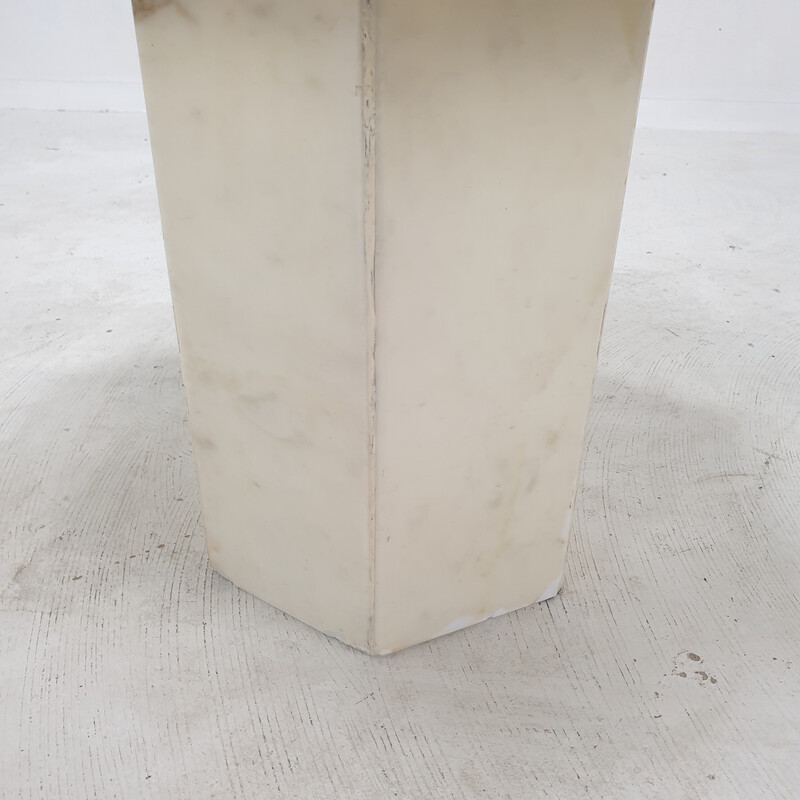 Set of 3 vintage Carrara marble side tables, Italy 1980s