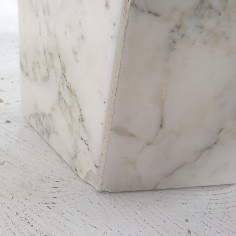 Conjunto de 3 mesas laterais de mármore Carrara vintage, Itália 1980