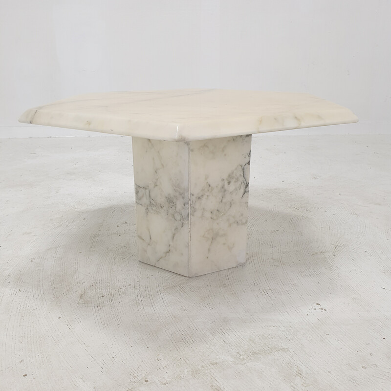 Ensemble de 3 tables d'appoint vintage en marbre de Carrare, Italie 1980
