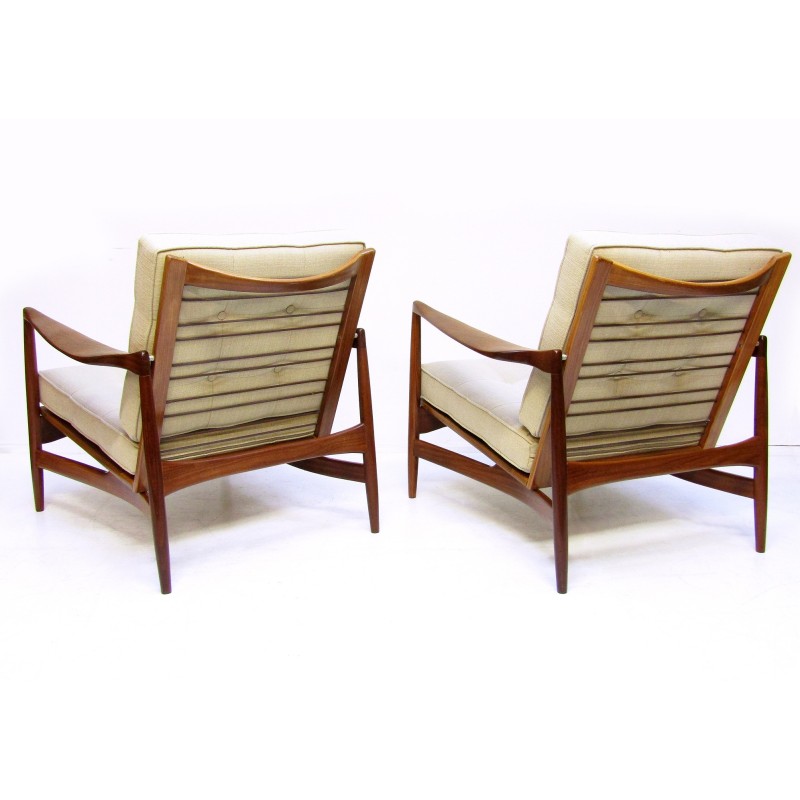 Paar vintage afromosia lounge stoelen van Ib Kofod Larsen voor G-Plan, 1960