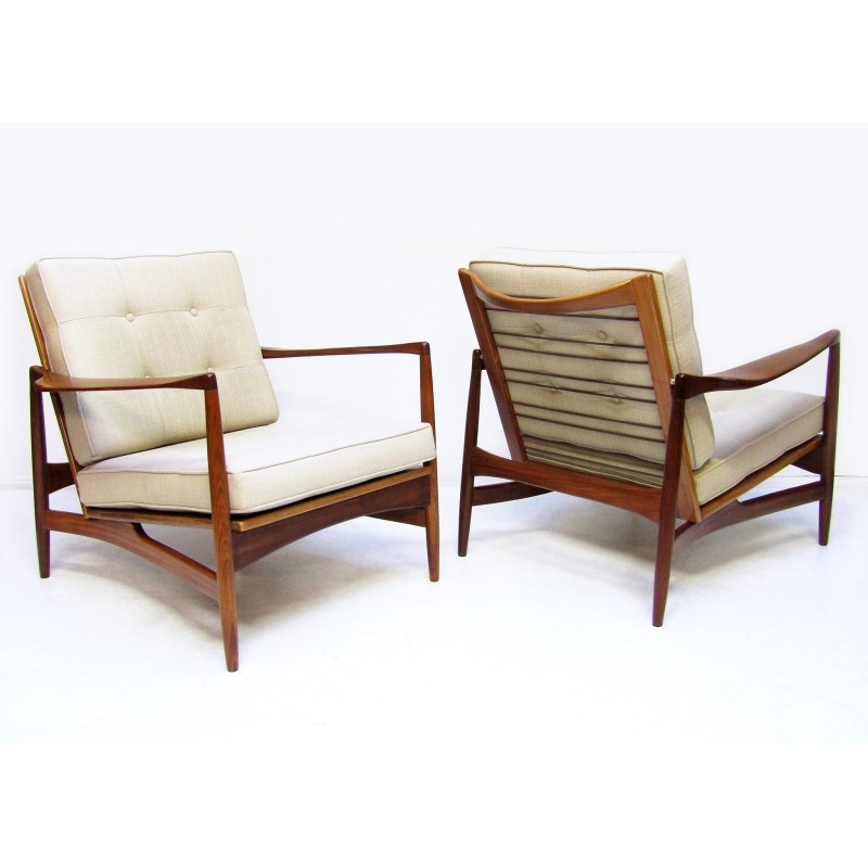 Paar vintage afromosia lounge stoelen van Ib Kofod Larsen voor G-Plan, 1960