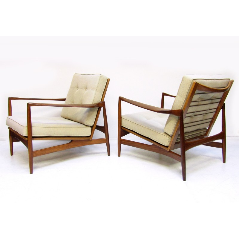 Pair of vintage afromosia lounge chairs by Ib Kofod Larsen for G-Plan, 1960s