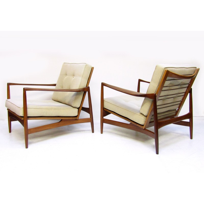 Paire de fauteuils lounge vintage en afromosia par Ib Kofod Larsen pour G-Plan, 1960