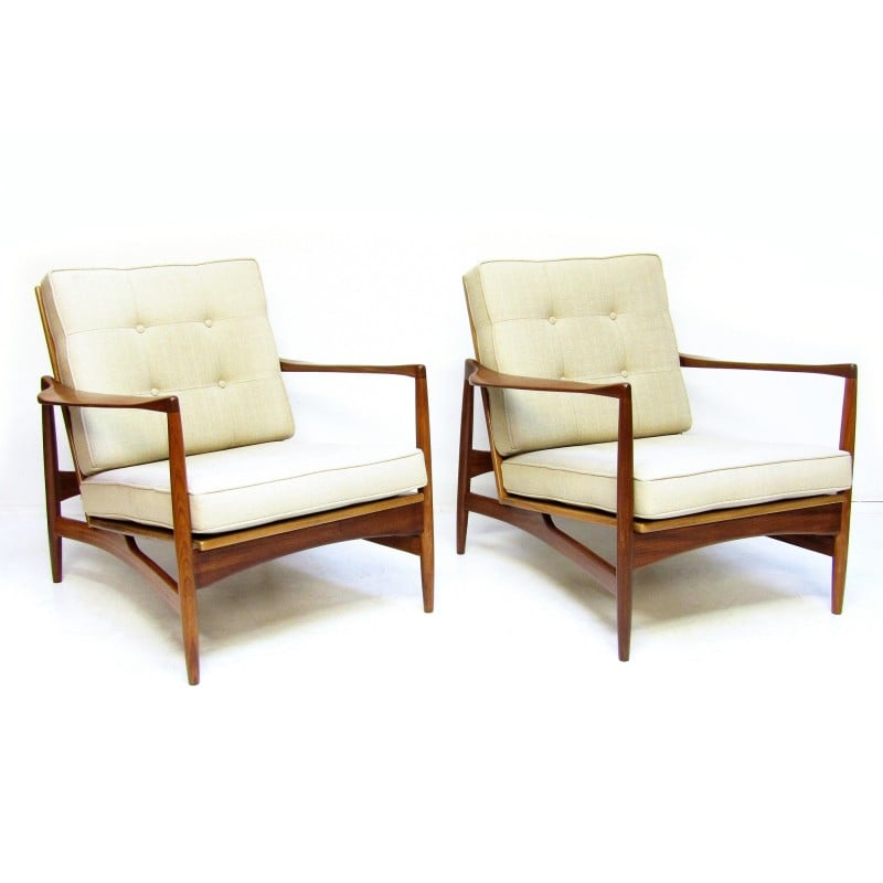 Paire de fauteuils lounge vintage en afromosia par Ib Kofod Larsen pour G-Plan, 1960
